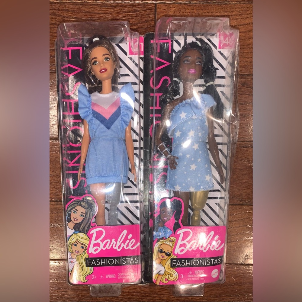 Barbie Fashionistas Doll Lot of 2 – Diversity Collection Blue‎ Dresses NIB